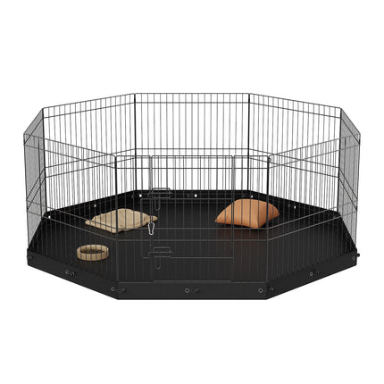 Metal Dog Playpen, 8-Panel Foldable, 24 in With Mat