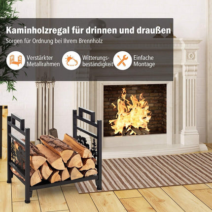 Brennholzregal aus Metall mit Griffen und verstellbaren Füßen