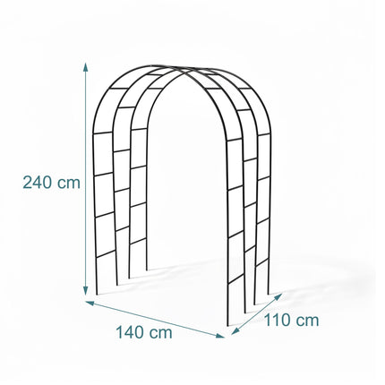 Arche de jardin en métal pour plantes grimpantes, modèle à triple arche
