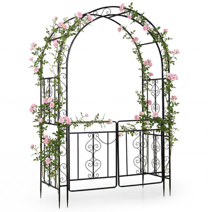 Arche de jardin en métal avec portes verrouillables et toit arqué