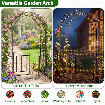 Arche de jardin en métal avec portes verrouillables et toit arqué