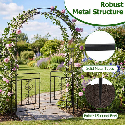 Arche de jardin en métal avec portes verrouillables et toit arqué