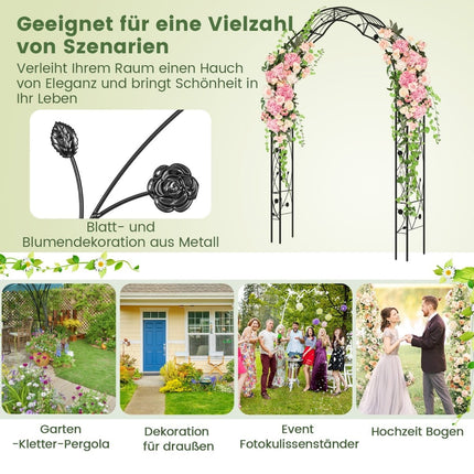 Metall-Gartenbogen mit zwei Halbbögen, 150 x 39 x 250 cm