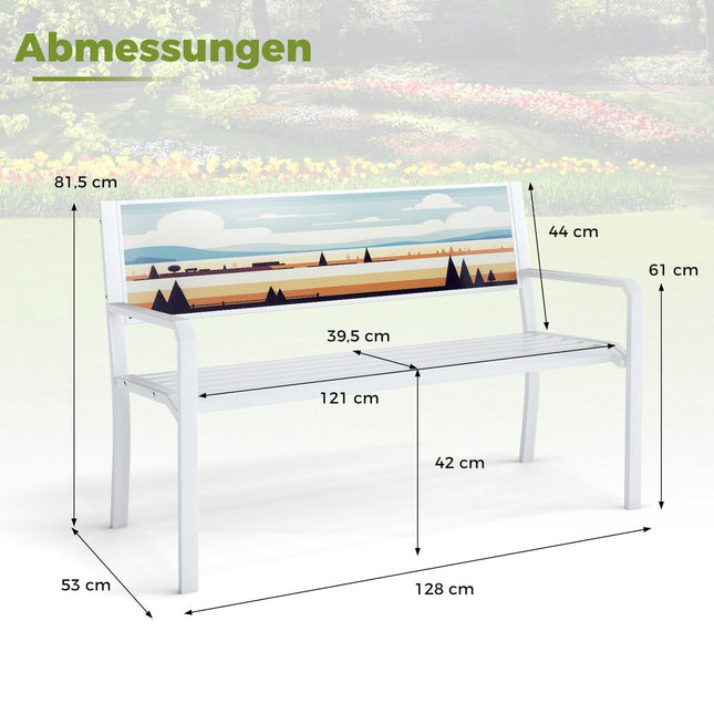 Banc de jardin en métal, résistant aux intempéries, 2 places, capacité de charge de 300 kg
