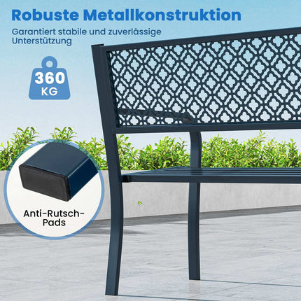 Metall-Gartenbank, wetterfest, für 2-3 Personen, blau