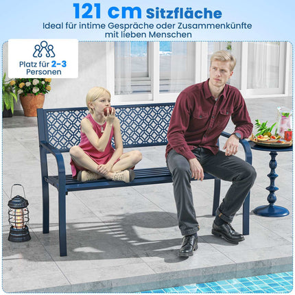 Metall-Gartenbank, wetterfest, für 2-3 Personen, blau