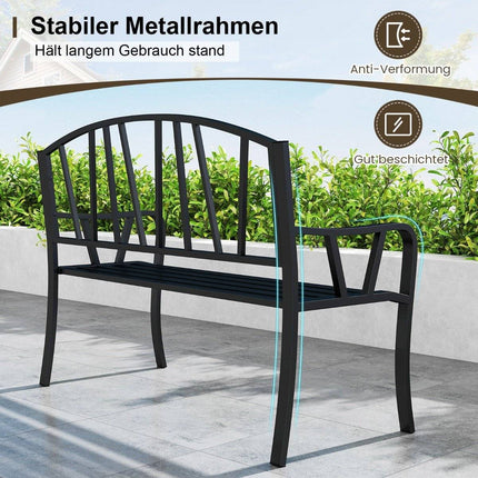 Banc de jardin en métal pour 2 à 3 personnes, résistant aux intempéries