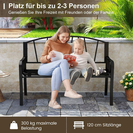 Banc de jardin en métal pour 2 à 3 personnes, résistant aux intempéries