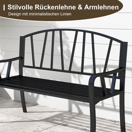 Banc de jardin en métal pour 2 à 3 personnes, résistant aux intempéries