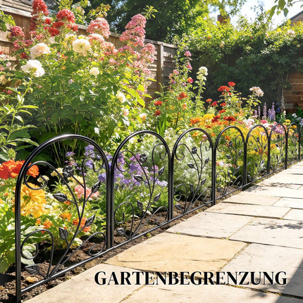 Metall-Gartenzaun, 80x60 cm Paneele, Schwarz, 5er-Set