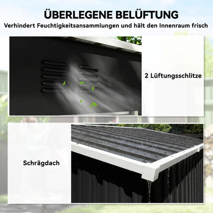 Metall-Gartenschuppen 1,37m², abschließbar mit Belüftung