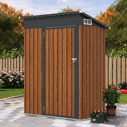 Abri de jardin en métal 150 x 90,5 x 185 cm, marron, antirouille