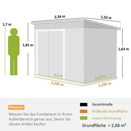 Abri de jardin en métal avec double porte, verrouillable, acier
