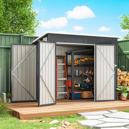 Abri de jardin en métal avec double porte, verrouillable, acier