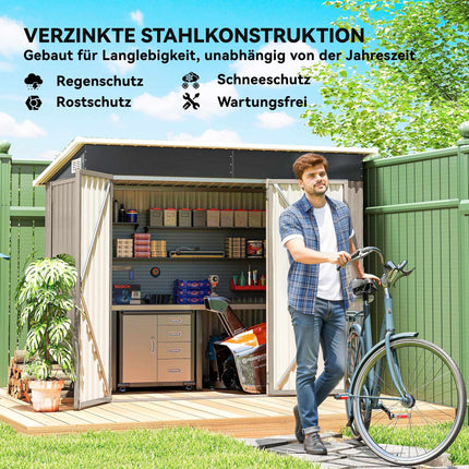 Abri de jardin en métal avec 3 portes verrouillables – 2,68 m²