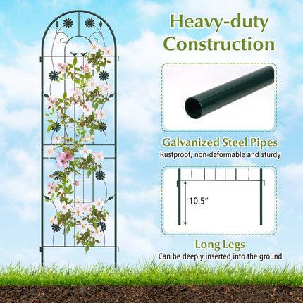 Treillis de jardin en métal, lot de 2, 180 x 51 cm, antirouille