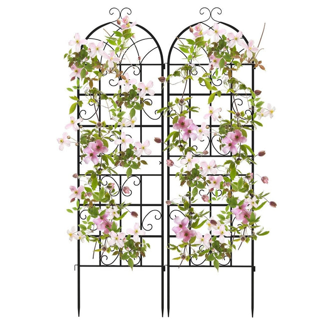 Lot de 2 treillis de jardin en métal, 180 x 50 cm, noir