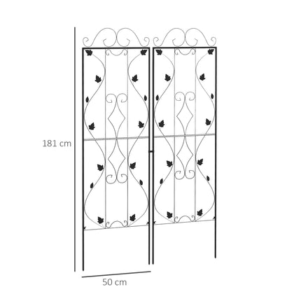 Ensemble de treillis de jardin en métal, lot de 2, acier antirouille