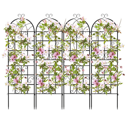 Metall-Gartenspalier-Set, 4er-Pack, 180x50 cm, Schwarz