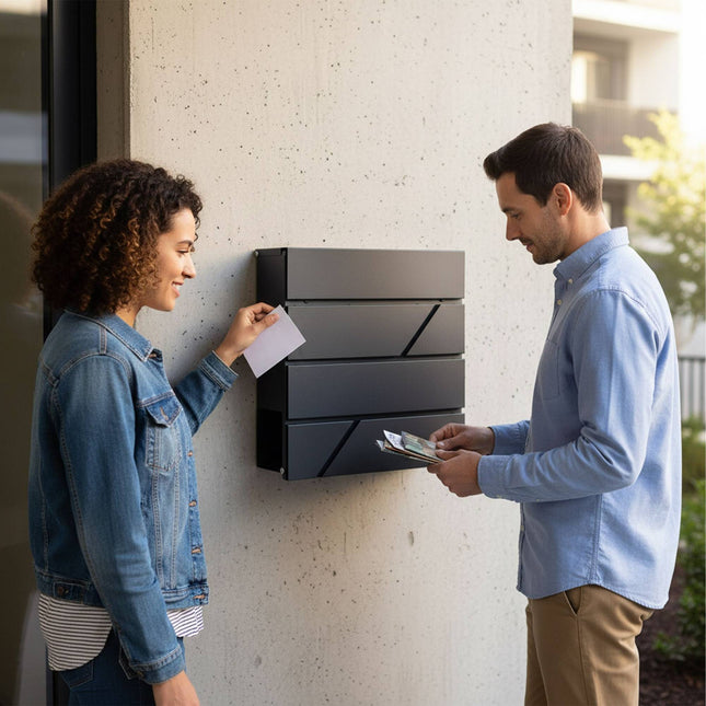 Boîte aux lettres en métal avec fente pour journaux et serrure