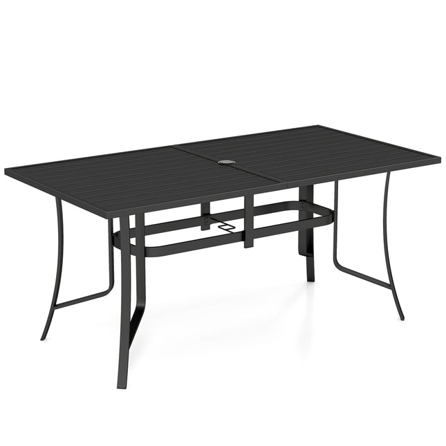 Table de jardin en métal 63 x 33 cm, 6 couverts, trou pour parasol