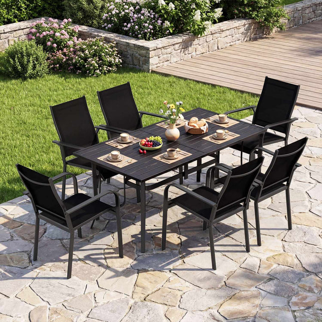 Table de jardin en métal 63 x 33 cm, 6 couverts, trou pour parasol