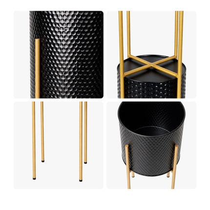 Supports pour plantes en métal, lot de 2 – Finition noir et or