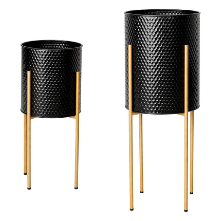 Supports pour plantes en métal, lot de 2 – Finition noir et or