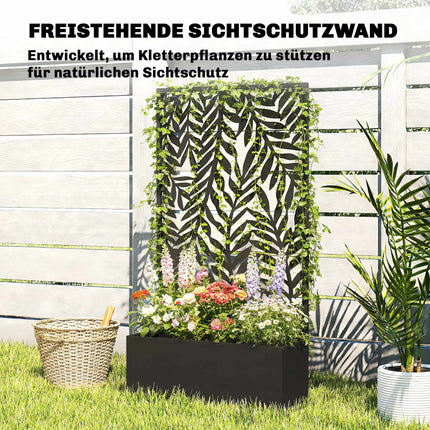 Jardinière en métal avec treillis, capacité 20 L, noire