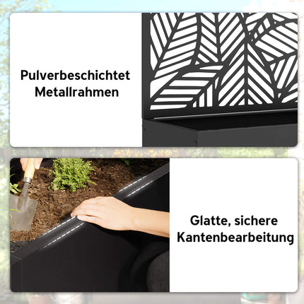 Metall-Pflanzkasten mit Spalier, 38 l Fassungsvermögen, Schwarz