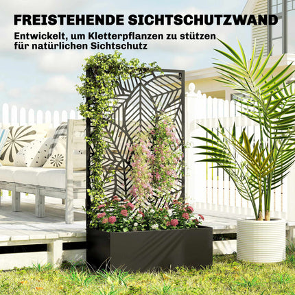 Metall-Pflanzkasten mit Spalier, 38 l Fassungsvermögen, Schwarz