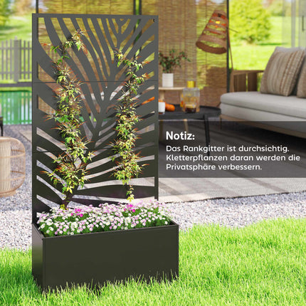 Metall-Pflanzkasten mit Spalier, 90 x 40 x 180 cm, Schwarz