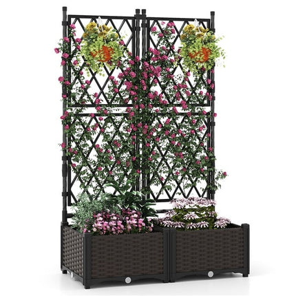 Jardinière en métal avec treillis, à arrosage automatique, 80 x 40 x 126 cm