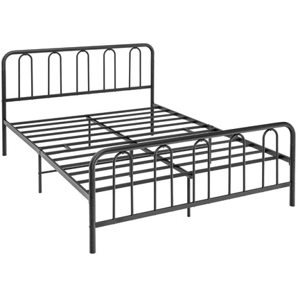 Cadre de lit plateforme en métal avec rangement, 208 x 164 x 101 cm, noir