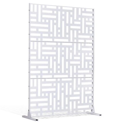 Metal Privacy Screen, 3-Panel Freestanding, 47x76 White