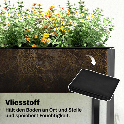 Hochbeet aus Metall, große Pflanzwanne, 180x55x80 cm