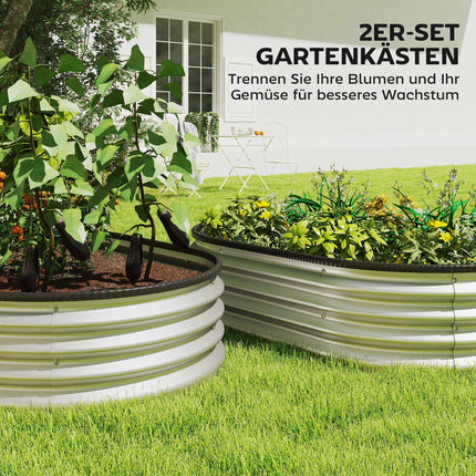 Metall-Hochbeet-Set, 135x90x30 cm, Oval, 2er-Pack