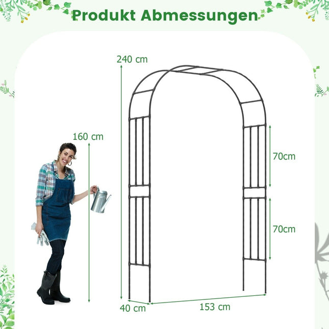 Arche à roses en métal, treillis pour plantes grimpantes, grand arc décoratif
