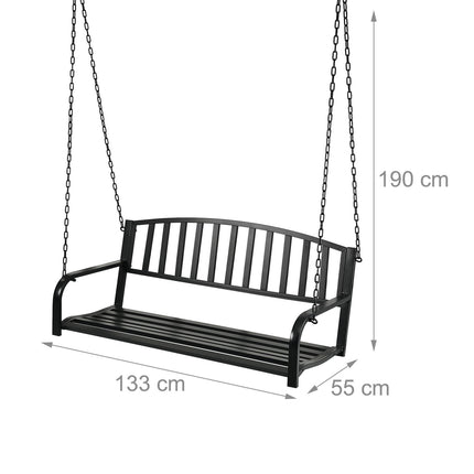 Banc suspendu en métal pour 2 personnes - Accoudoirs, assise incurvée