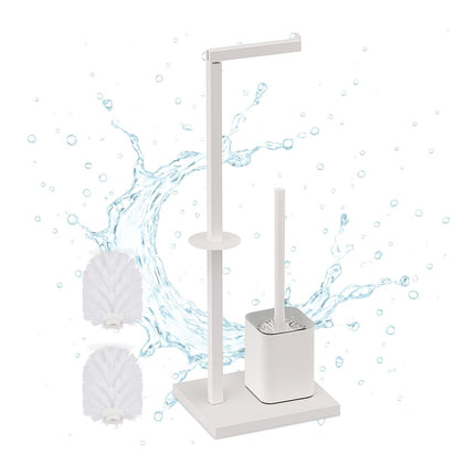 Porte-rouleau de papier toilette en métal avec brosse et rangement