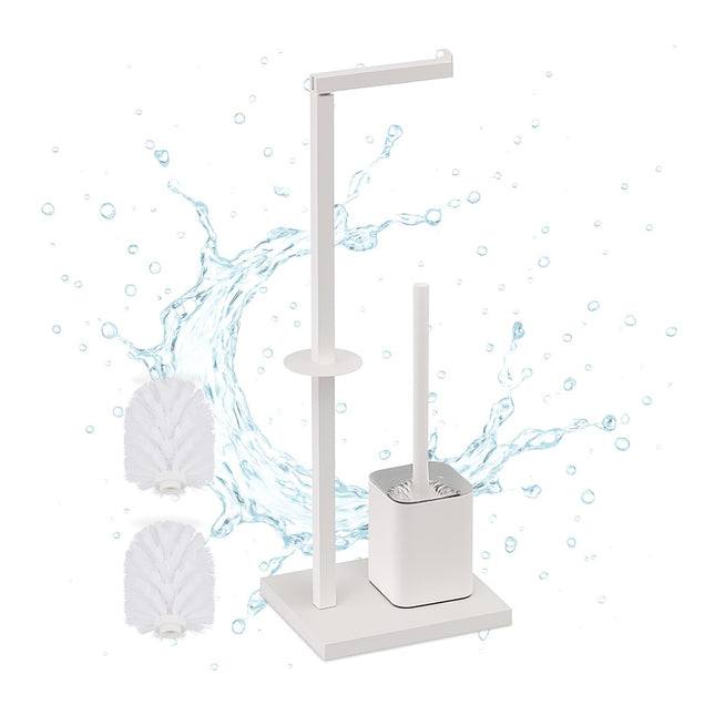 Porte-rouleau de papier toilette en métal avec brosse et rangement