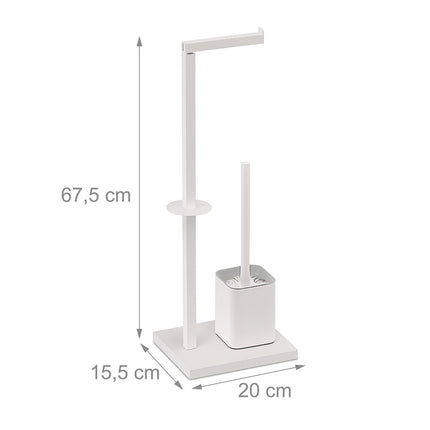 Porte-rouleau de papier toilette en métal avec brosse et rangement