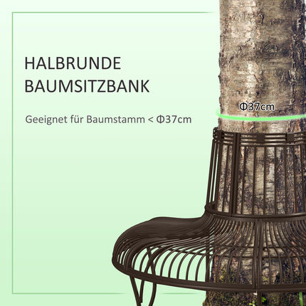 Halbkreisförmige Metall-Baumbank für 37 cm Holzscheite, 135 x 70 x 85 cm