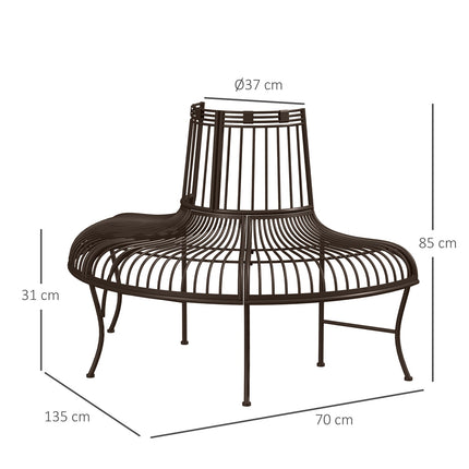 Halbkreisförmige Metall-Baumbank für 37 cm Holzscheite, 135 x 70 x 85 cm