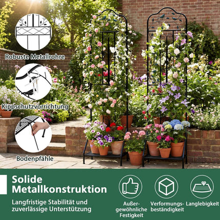 Metallspalier für Kletterpflanzen mit klappbarer Ablage