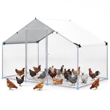 Poulailler métallique de plain-pied, 300 x 203 x 202 cm, toit en polyéthylène