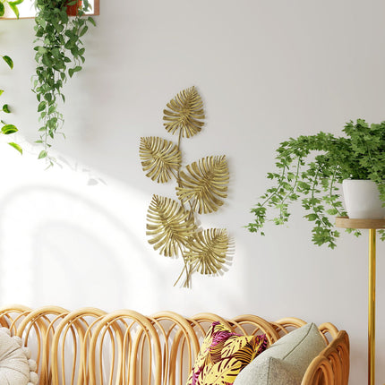 Metall-Wanddekorationsset, Goldblatt-Design