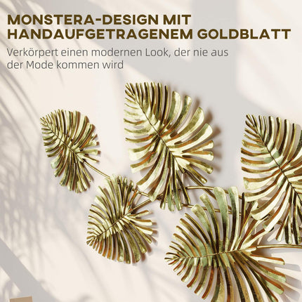Metall-Wanddekorationsset, Goldblatt-Design