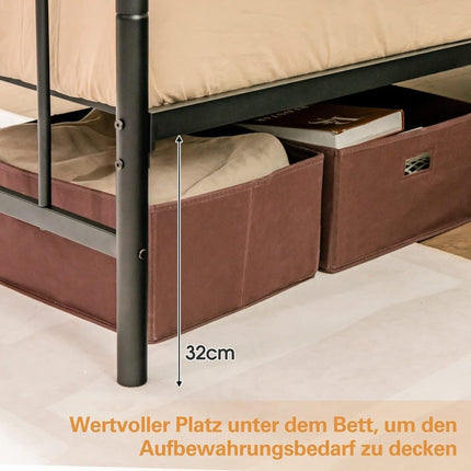 Metallbettgestell für 190 x 140 cm Matratze Doppelbettgestell mit Lattenrost &amp; Stauraum