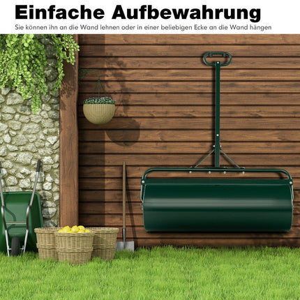 Metall-Rasenwalze, Graswalze zum Schieben oder Ziehen, 99 x 30 x 137 cm, grün